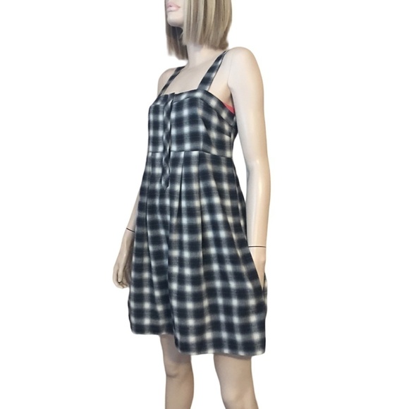 H&M Conscious 100% Organic Cotton Buffalo Plaid Jumper Dress Tunic Pockets - Picture 6 of 16